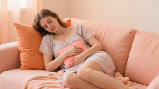 Woman Holding Heating Pad On Stomach