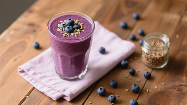 Batido de arándanos y linaza 
