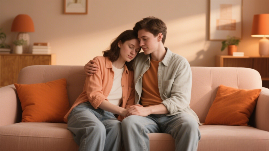 Partner Comforting Woman During Her Period