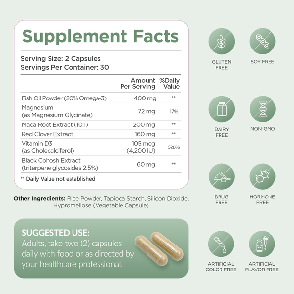 PumPums™ Menopause Relief — Black Cohosh & Red Clover Support Capsules
