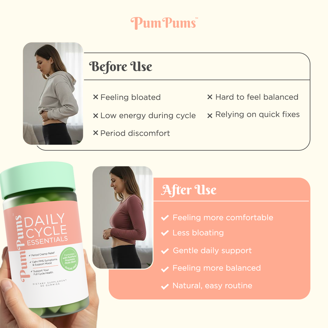 PumPums™ Daily Cycle Essentials — Upgraded All-in-One Cycle Wellness Gummies